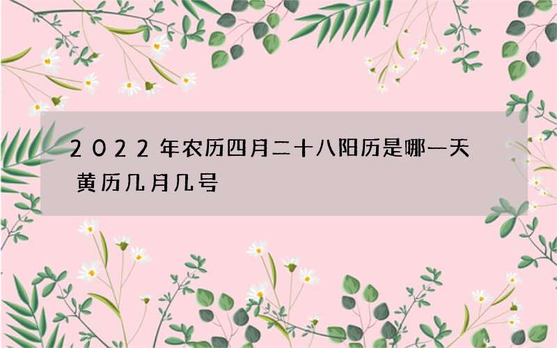 2022年农历四月二十八阳历是哪一天 黄历几月几号